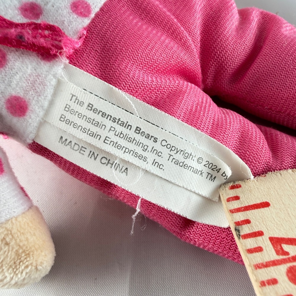 The Berenstain Bears Sister Bear Plush 8" Pink Polka Dot Shirt Overalls PBS Kids - Picture 7 of 9